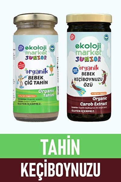 Ekoloji Market Organik Çiğ Tahin 230 gr + Organik Keçiboynuzu Özü 290 gr