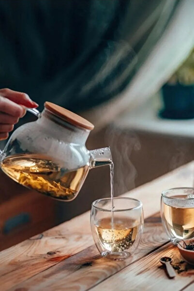 İLİVA Bambu Kapaklı Isıya Dayanıklı Cam Demlik – Şeffaf Cam Çaydanlık, Bitki Çayı ve Yeşil Çay Demliği