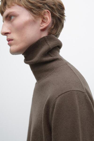 Massimo Dutti Dik yaka yün karışımlı triko kazak