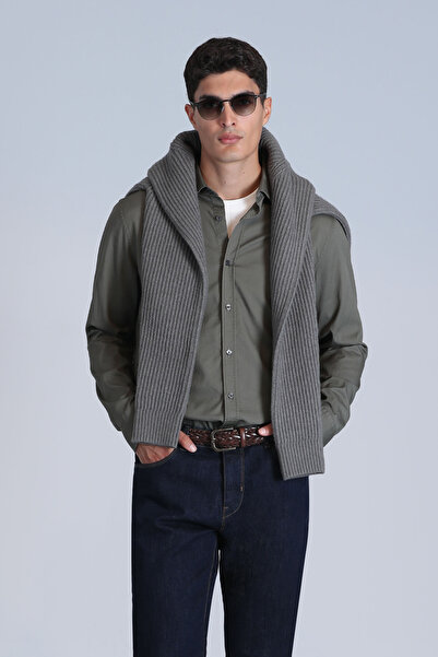 Lufian Ferla Erkek Basic Gömlek Slim Fit Açık Yeşil