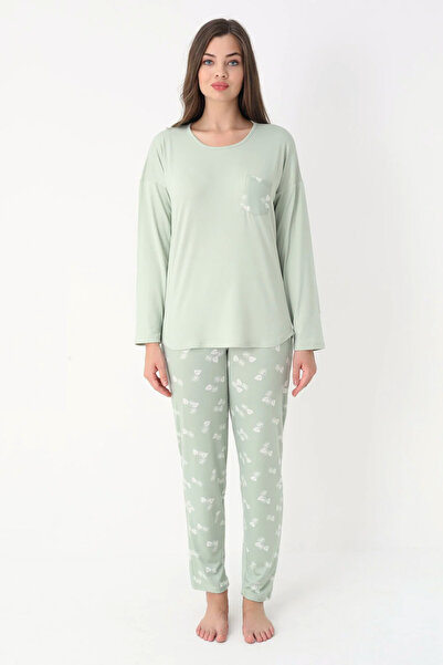 TURAY Vikend svetla Bambus Uzunkol ženski zeleni pidžama set
