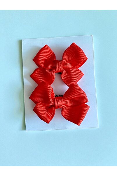 EGOMİ Grosgrain Ribbon Bow 2 Pack Red Hairless Baby Buckle