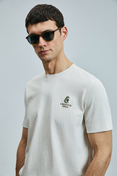 Lufian Olivia Modern Graphic T-Shirt Ecru