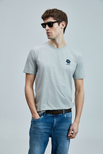 Lufian Peace Modern Grafik T- Shirt Gri