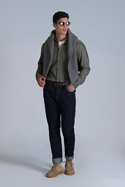 Lufian Ferla Erkek Basic Gömlek Slim Fit Açık Yeşil