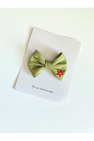 EGOMİ Bee Embroidered Green Hairless Baby Buckle (1 Piece)