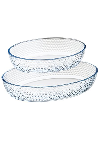 HIC 2-Piece Heat-Resistant Pyrex Glass Baking Tray Set