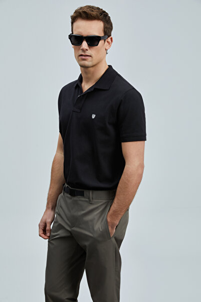 Lufian Laon Smart ανδρικό μπλουζάκι πόλο μαύρο