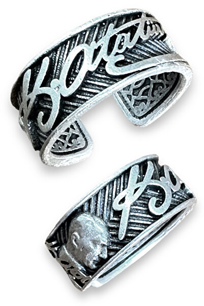 Takı Dükkanı K. أتاتورك توقيع صورة ظلية الرجال النساء للجنسين خاتم الزواج bby09