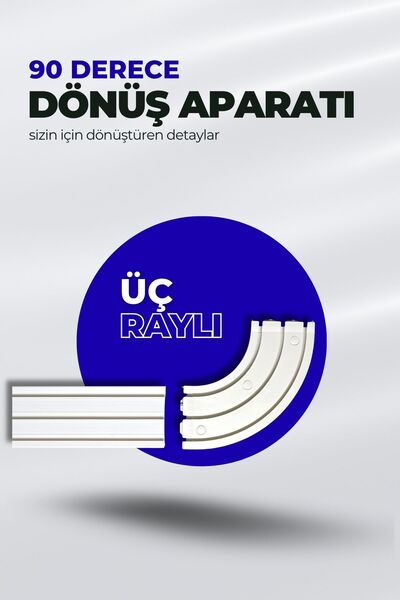 Kornişsan 90 Derece Dönüş Imkanı Sunan 3 Raylı Korniş Dönüş Aparatı
