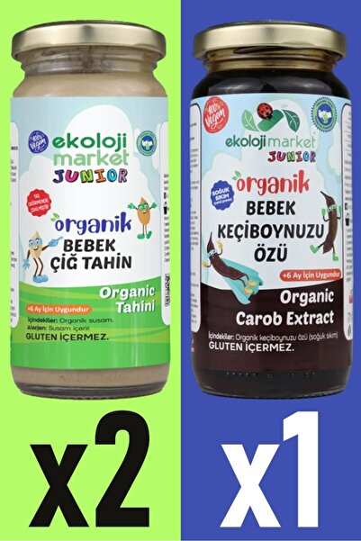 Ekoloji Market Organik Çiğ Tahin 230 gr (2 Adet) + Organik Keçiboynuzu Özü 29...