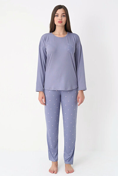 TURAY Σετ πιτζάμες Weeknd Lights Bamboo Longtail Γυναικείες Σκούρο Λιλά