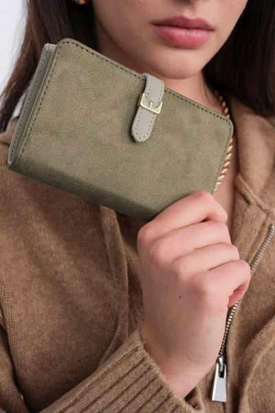 Shule Bags Kemerli Alpha Cüzdan Süet Vizon