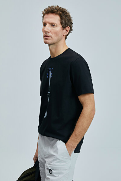 Lufian Eye Modern Graphic T-Shirt Μαύρο