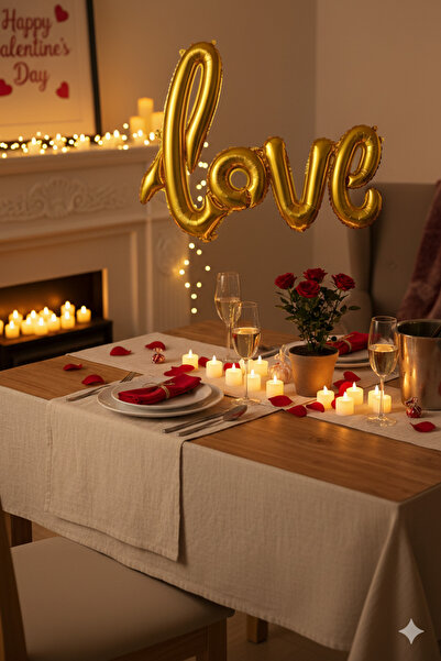 Deniz Party Store Love Handwritten Foil Balloon Gold Color