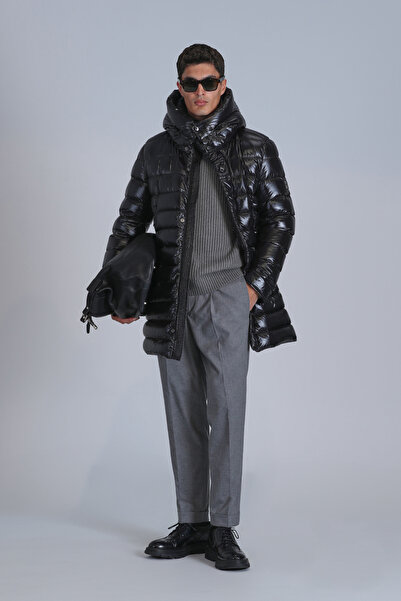 Lufian Albert Kaz Tüyü Erkek Mont Siyah