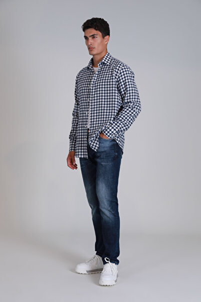 Lufian Madrid Erkek Basic Gömlek Slim Fit Lacivert