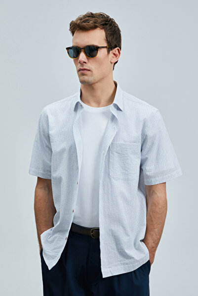 Lufian Kamer Men's Basic Shirt Regular Fit Navy Blue