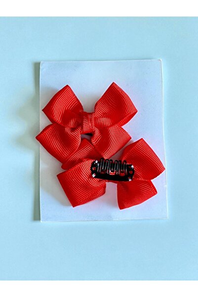 EGOMİ Grosgrain Ribbon Bow 2 Pack Red Hairless Baby Buckle