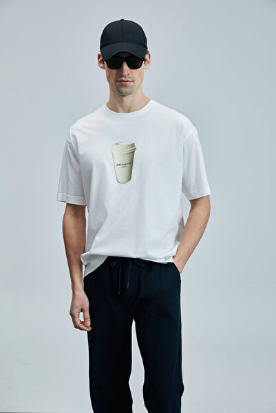 Lufian Omen Μοντέρνο γραφικό μπλουζάκι λευκό