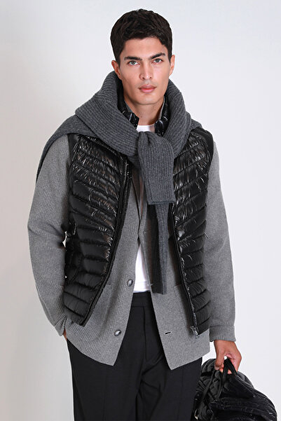 Lufian Axel Kaz Tüyü Erkek Yelek Siyah