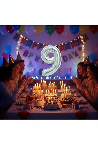 Deniz Party Store بالون فضي (9) رقم 36 - 40 سم