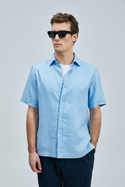 Lufian Bert Erkek Basic Gömlek Comfort Fit Mavi