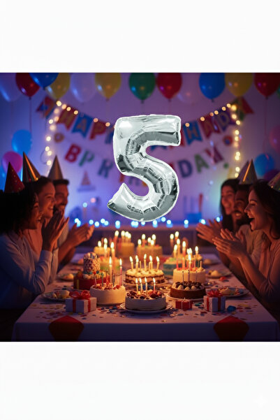 Deniz Party Store بالون فضي (5) رقم 36 - 40 سم