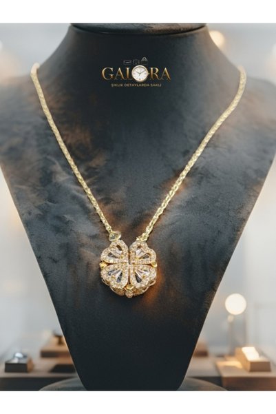 GALORA قلادة من الفولاذ المقاوم للصدأ بتصميم زهرة مع مغناطيس ذهبي - أناقة ومتانة في مكان واحد