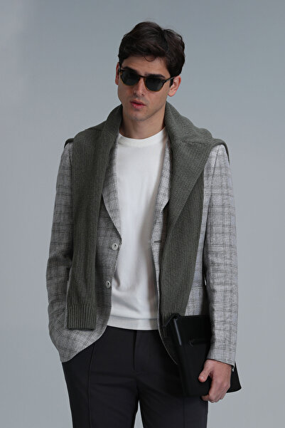 Lufian Dany Spor Erkek Blazer Ceket Slim Fit Gri