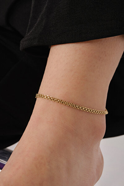 ByFlorya Jewelry 3mm 22Cm+4Cm Steel Knitted Chain Anklet for Daily Use - Nested Classic Force