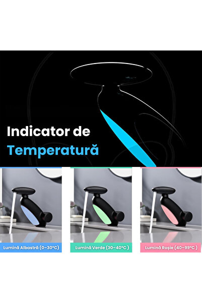 AVYRA Baterie modernă pentru lavoar cu afișaj LED pentru temperatură și cioc extensibil de 60 cm