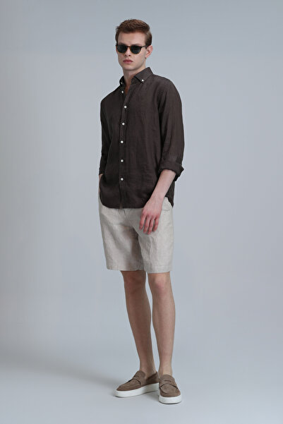 Lufian Peler Spor Erkek Chino Şort Slim Fit Bej