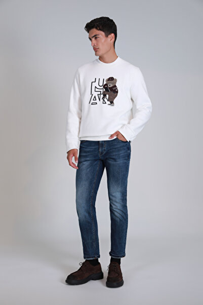 Lufian Pıtcher Erkek Sweatshirt Kırık Beyaz