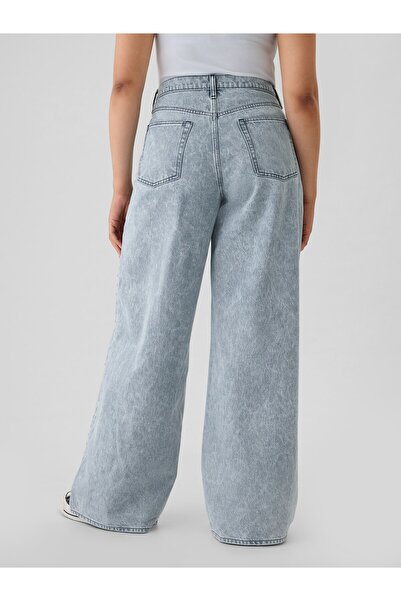 GAP Kadın Açık Mavi Mid Rise Studded Baggy Jean Pantolon