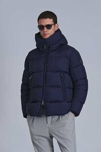 Lufian Tommy Kaz Tüyü Erkek Mont Lacivert