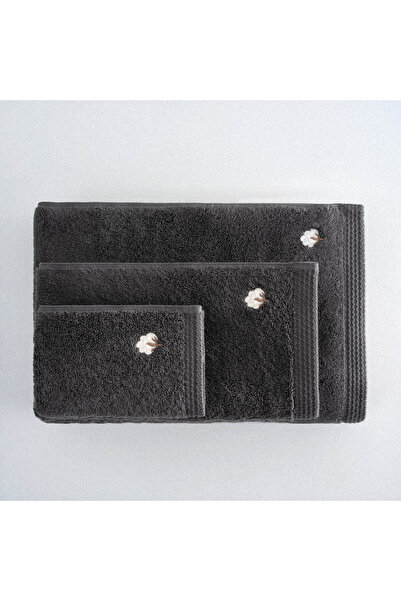 Ecocotton Набір рушників Pure Cotton з 3 предметів - 100% органічна бавовна, бордюр з метеликами, вишивка, антрацит