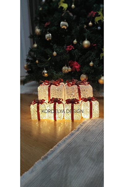 kordelya design YILBAŞI AĞACI ALTI LED IŞIKLI HEDİYE PAKETİ SETİ 5