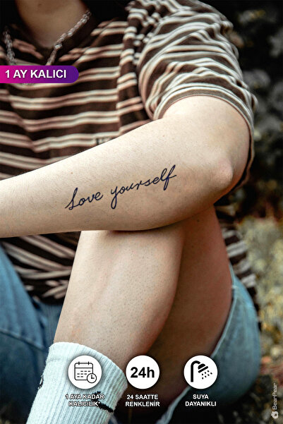 BP Tattoo 1 Ay Kalıcı Love Yourself "Kendini Sev" Yazılı Geçici Dövme Tattoo