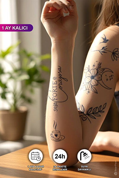 BP Tattoo 1 Ay Kalıcı Çiçekli Geçici Dövme Yarı Kalıcı Dövme Tattoo