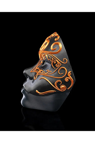 FEEL Halloween Maskesi | Siyah & Altın Venedik Tarzı Yarım Yüz Dişli Maske Ca...