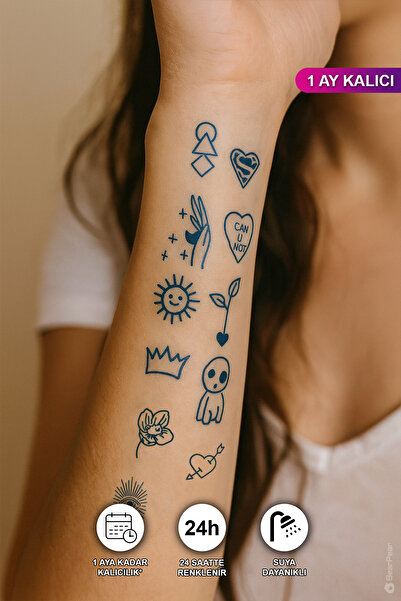 BP Tattoo 1 Ay Kalıcı Mistik Figürler Minimal Dövme El Parmak Bilek Geçici Dö...