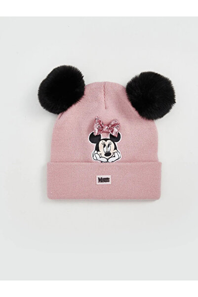 LC Waikiki LCW ACCESSORIES Pembe Minnie Mouse Nakışlı Ponponlu Kız Çocuk Bere