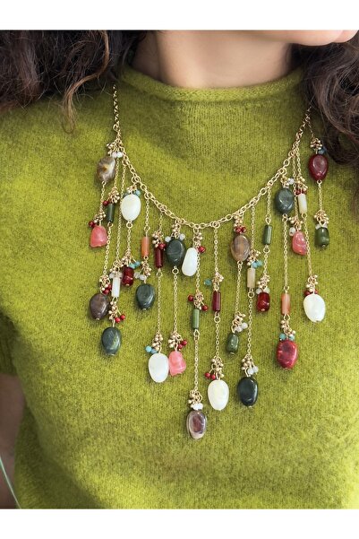 AUBRA Renkli Taşlı Kolye – Taşlı Mirage | Hediye Zirkon Taş Küpe