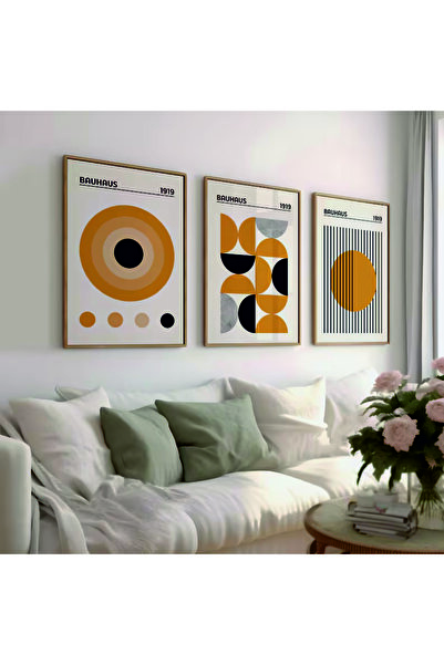 POSTER (ÇERÇEVESİZ) Bauhaus 3'lü Çerçevesiz Set, Modern Dekoratif Seti