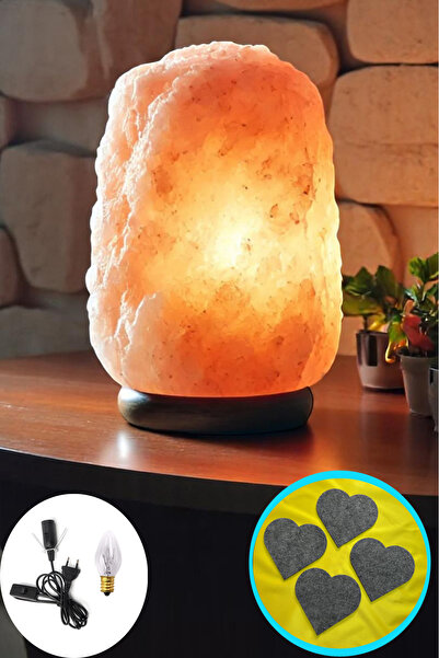 KAŞIKBEY Doğal Himalaya Tuz Lambası Pembe Turuncu 4-6 Kg Dekoratif Himalaya Tuz Masa Gece Lambası Hediyelik