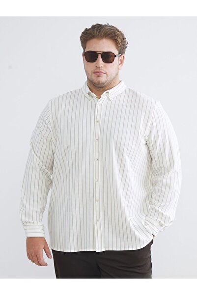 LC Waikiki Lcw Vision Large Size Slim Fit Long Sleeve Striped Men's Shirt