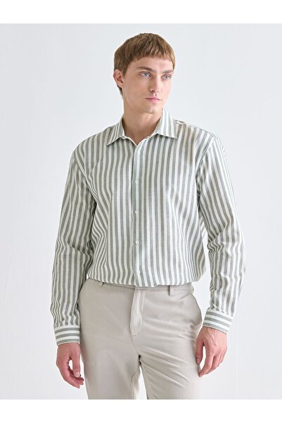 LC Waikiki Ανδρικό μακρυμάνικο ριγέ πουκάμισο LCW Vision Regular Fit