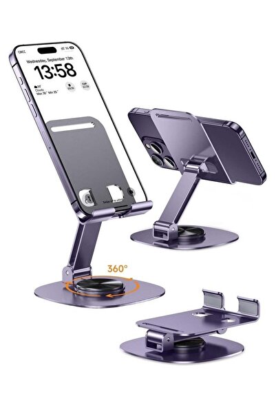 Bamboo Portable Metal Mobile Stand - Adjustable 360° Universal Phone Holder
