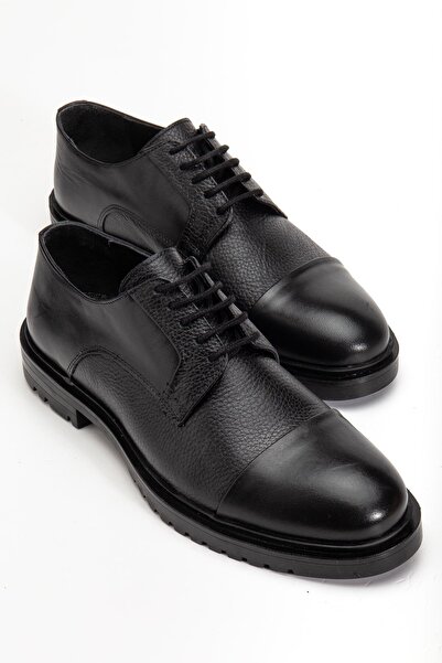 Dilimler Ayakkabı Чорні класичні чоловічі туфлі з натуральної шкіри з термопідошвою та маскою